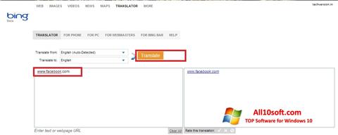 Ekrānuzņēmums Bing Translator Windows 10