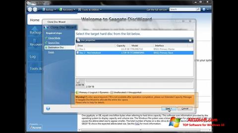Ekrānuzņēmums Seagate DiscWizard Windows 10