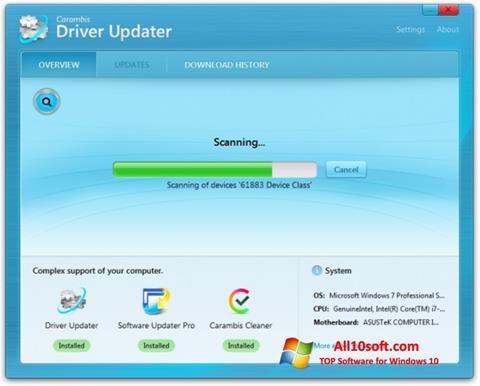 Ekrānuzņēmums Carambis Driver Updater Windows 10