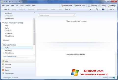 Ekrānuzņēmums Windows Live Mail Windows 10
