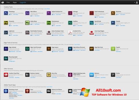 Ekrānuzņēmums Adobe Creative Cloud Windows 10