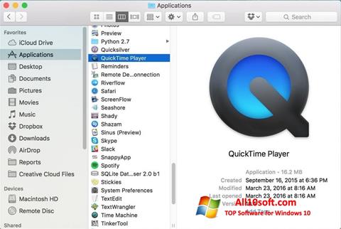 Ekrānuzņēmums QuickTime Pro Windows 10