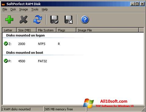 Ekrānuzņēmums SoftPerfect RAM Disk Windows 10