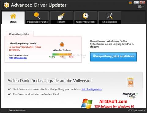 Ekrānuzņēmums Advanced Driver Updater Windows 10