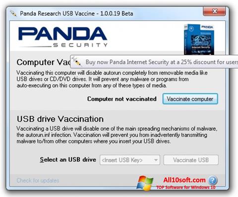 Ekrānuzņēmums Panda USB Vaccine Windows 10