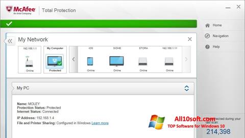 Ekrānuzņēmums McAfee Total Protection Windows 10