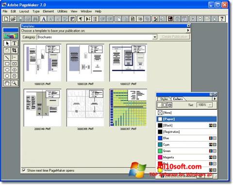 Ekrānuzņēmums Adobe PageMaker Windows 10