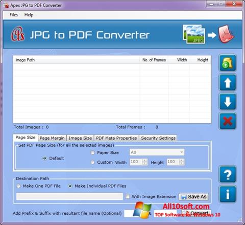 Ekrānuzņēmums JPG to PDF Converter Windows 10