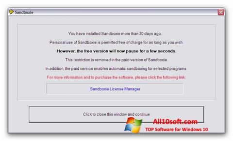 Ekrānuzņēmums Sandboxie Windows 10