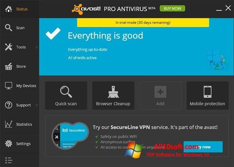 Ekrānuzņēmums Avast! Pro Antivirus Windows 10