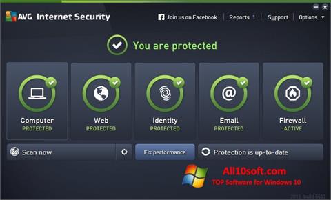 Ekrānuzņēmums AVG Internet Security Windows 10