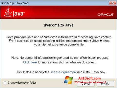 Ekrānuzņēmums Java Runtime Environment Windows 10