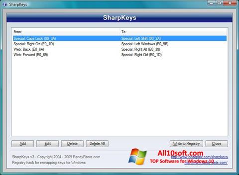 Ekrānuzņēmums SharpKeys Windows 10