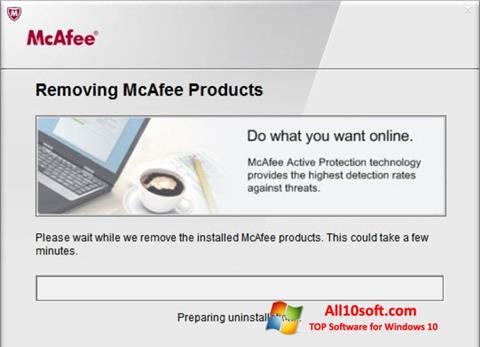 Ekrānuzņēmums McAfee Consumer Product Removal Tool Windows 10
