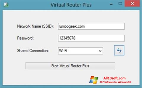 Ekrānuzņēmums Virtual Router Plus Windows 10