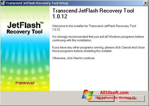Ekrānuzņēmums JetFlash Recovery Tool Windows 10